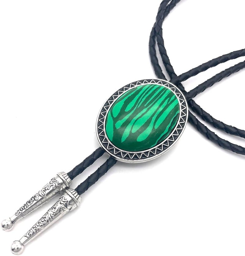QUKE Stone Bolo Tie Native Western Cowboy Hand-woven Leather Bola Tie Necktie for Men Women - Image 4
